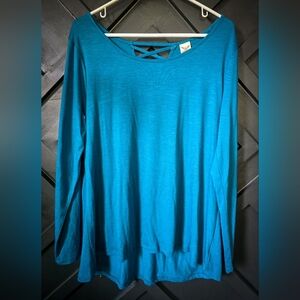 Juniors' Blue Top with Criss Cross in Back